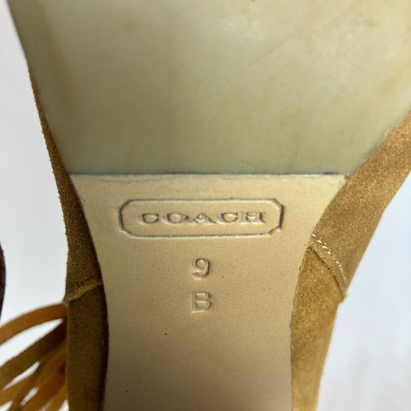 Coach Tan Suede Fringe Heeled Boots - Picture 9 of 14